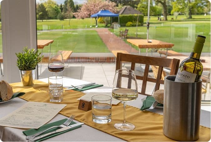 a glass of wine on the terrace 