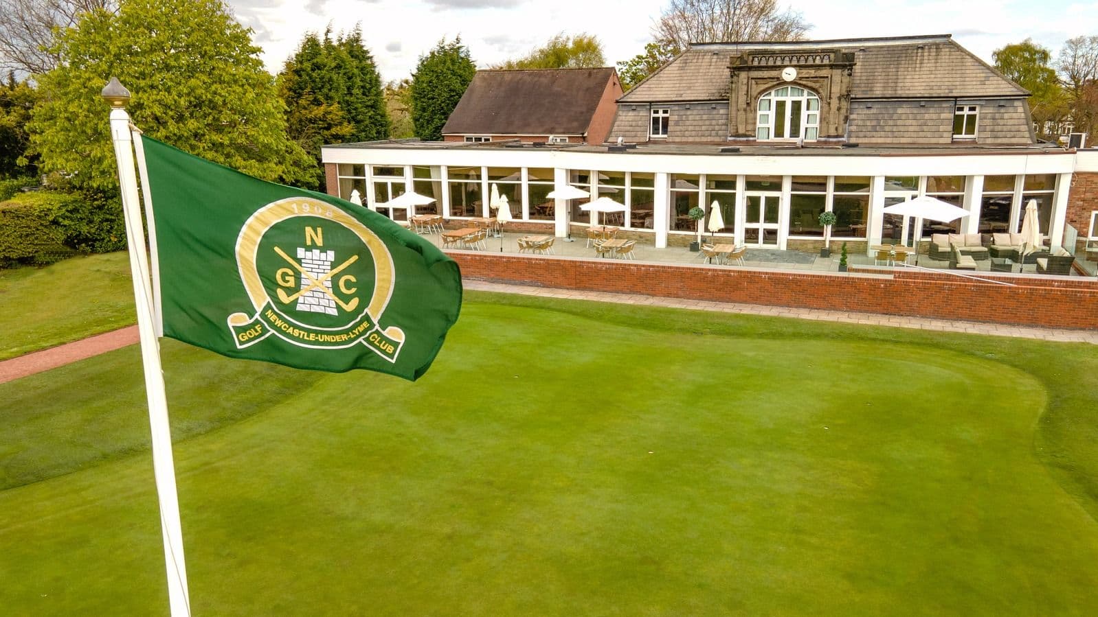 Clubhouse and flag