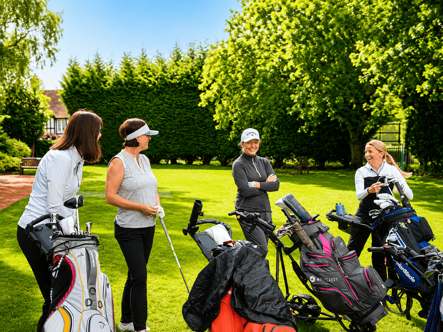 Lady golfers talking before their round